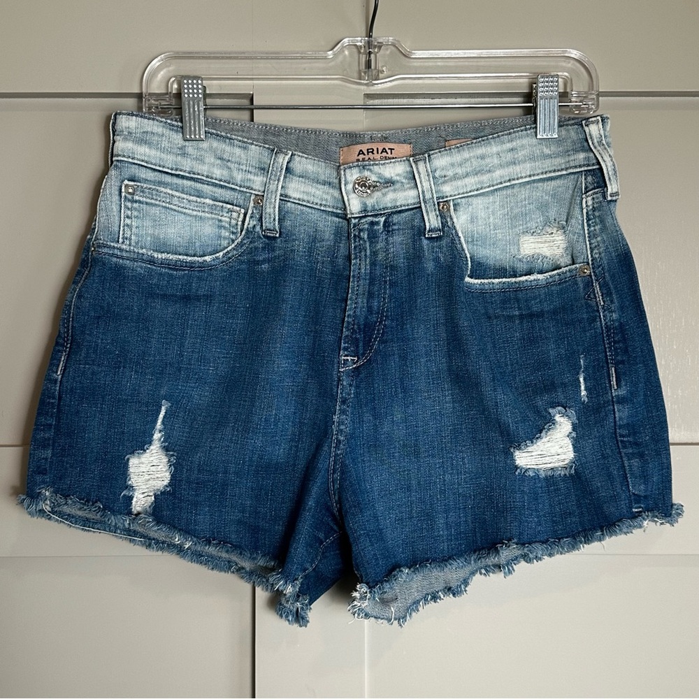 Ariat Women’s High Rise Jazmine Western Cut Off Ombré Blue Denim Distressed